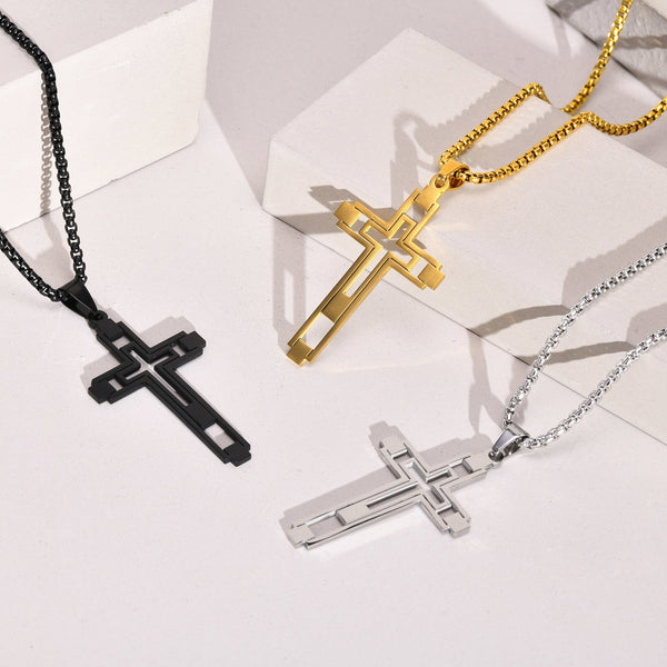 Double Cross Crucifix Necklace N187CRX