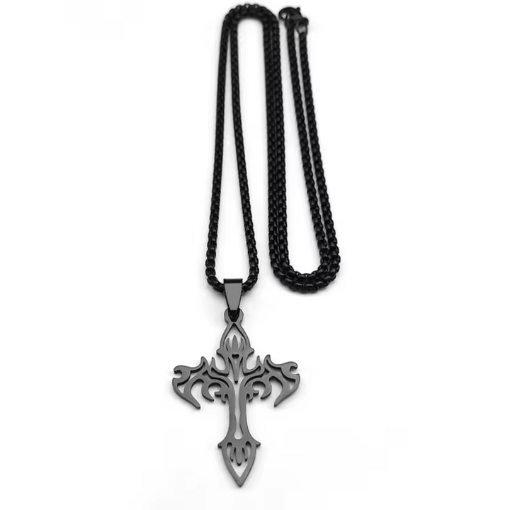 Colar com Pingente de Cruz em Forma de Chama - Design Exclusivo