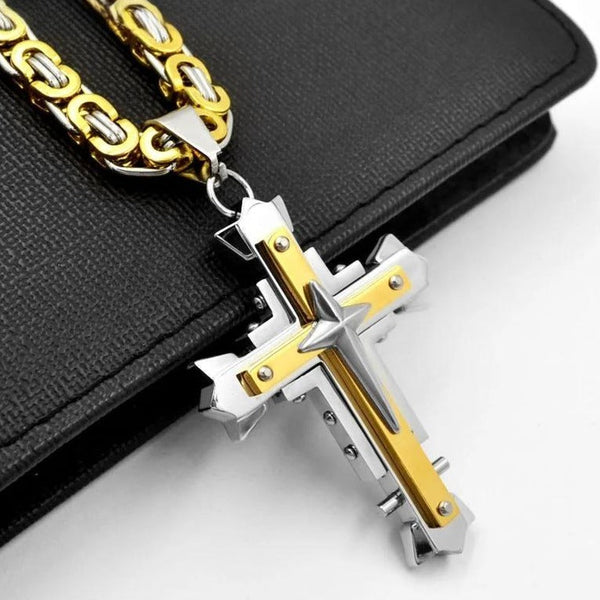 Men's Gladiator Crucifix Necklace in 316L Steel