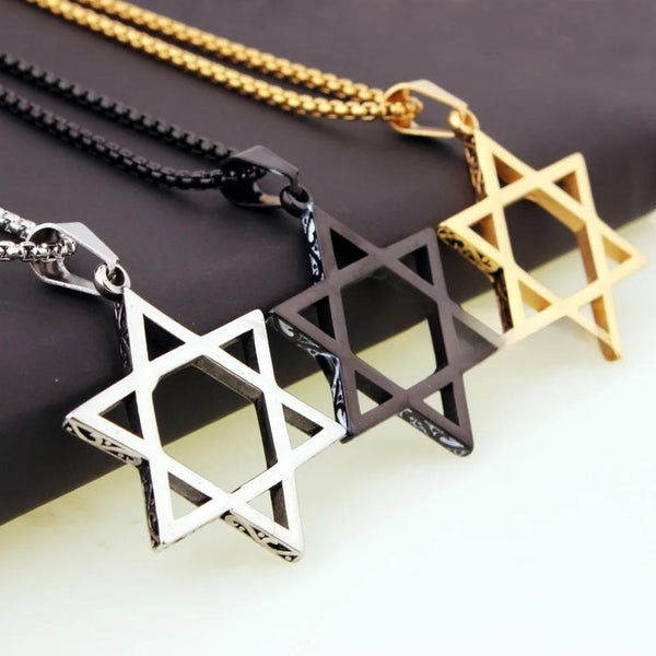 Star of David Hexagram Necklace in 316L Steel