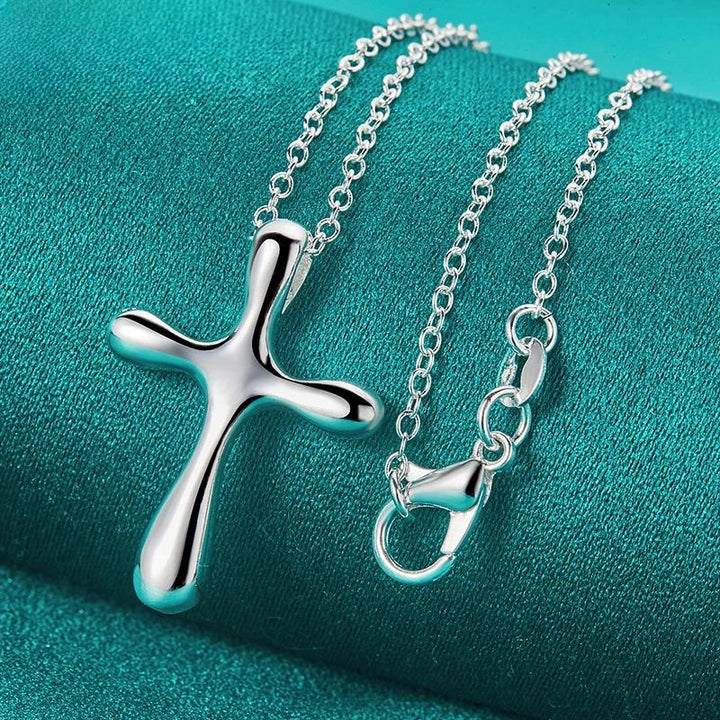 Colar Crucifixo Feminino Gota em Prata