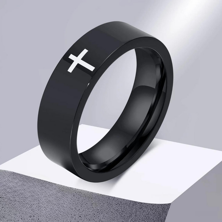 Anel Minimalista com Cruz Sagrada - Elegância e Fé